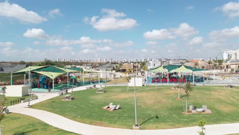 skate's-playground-at-the-noon,-shot-from-above-,at-southern-district-city-in-israel-named-by-netivot