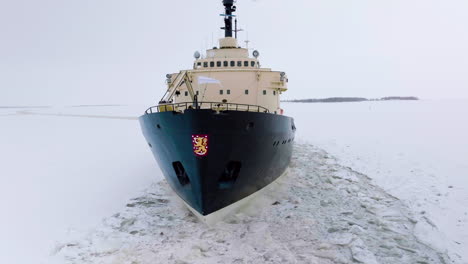 Icebreaker-Ship-Cruising-In-The-Frozen-Water-Of-Bothnian-Sea-During-The-Sightseeing-Tour-In-Finland