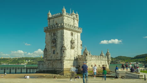 Belém-Tower,-a-monument-located-in-Lisbon-on-the-banks-of-the-Tagus-River