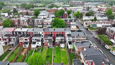 Aerial-truck-shot-of-city-houses