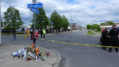 Policemen-and-Cordon-Tape-at-Crime-Scene-of-Mass-Shooting-in-Buffalo
