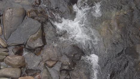 Close-up-of-water-flowing-through-the-rocks