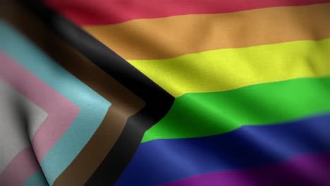 Direkter-Blick-Auf-Die-Neu-Gestaltete-Gay-Pride-Regenbogenflagge,-Die-In-HD-Flattert