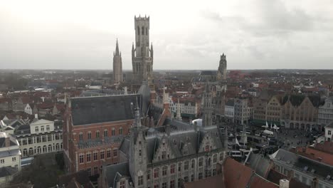 Drone-shot-of-Bruggen-belgium-on-a-gray-day