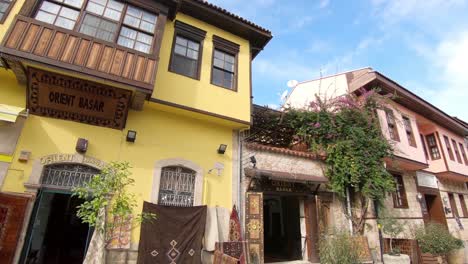 Street-view-of-Orient-Basar-carpet-shop-Kaleici-old-quarter-of-Antalya,-Turkey