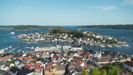 Time-lapse-of-boats-at-Kragerø-coastal-town-in-Telemark-county,-Norway