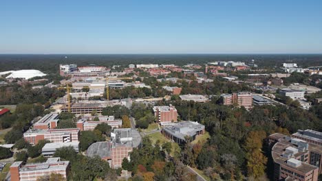 Aerial-view-around-of-the-University-of-Florida-area,-in-Gainesville,-USA---orbit,-drone-shot