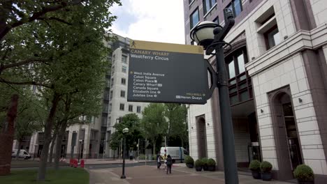 Canary-Wharf-Westerferry-Circus-Information-Post-Hanging-Off-Lamppost