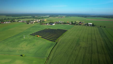 Rural-Scene-With-Green-Fields-And-Solar-Panels-Near-Countryside-Town
