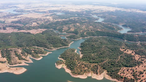 aerial-views-of-Pego-do-Altar-Dam,-Alentejo,-Portugal-4
