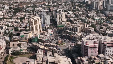 Luftaufnahme-Von-Gebäuden-Und-Straßen-Der-Stadt-Karachi-In-Pakistan