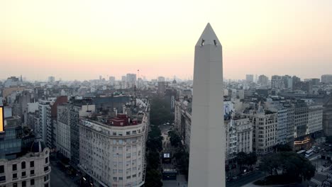 Aerial-orbit-around-top-part-of-the-iconic-Obelisk-in-Buenos-Aires
