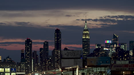 New-York-City-Skyline-After-Sunset-With-Dramatic-Sky