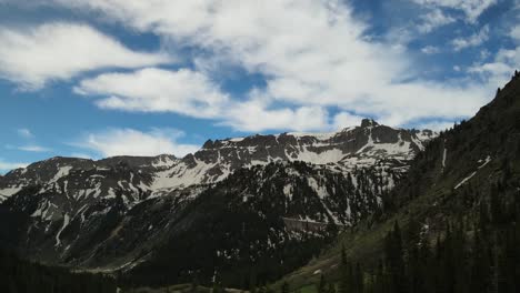 Drone-footage-of-snow-capped-Rocky-Mountains