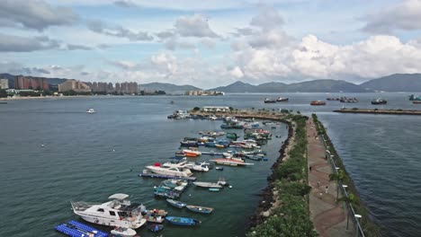Luftparallaxe-Des-Taifun-Küstenschutzes-In-Tuen-Mun,-Hongkong