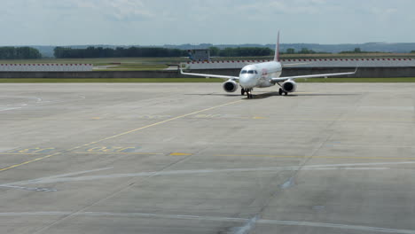 Air-France-Hop-airplane-taxis-to-gate-after-landing-at-Charles-de-Gaulle-airport