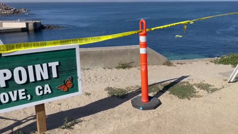 Ein-Hai-Angriff-Sperrt-Den-Lover&#39;s-Point-Beach-In-Monterey,-Kalifornien