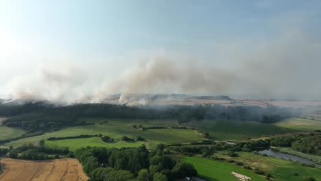 Forest-fire-filmed-at-Slapewath-Charltons,-Guisborough-Teesside-just-after-it-broke-out