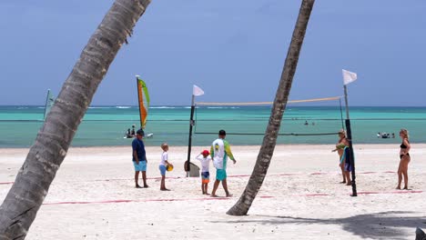 Beach-volleyball-players-on-Caribbean-sand