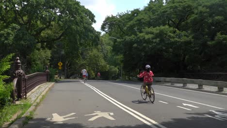 Slow-motion-footage-of-cyclists-and-runners-in-the-Central-Park