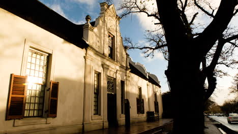 Ubiquitous-Cape-Dutch-style-architecture-in-historic-City-of-Oaks,-Stellenbosch