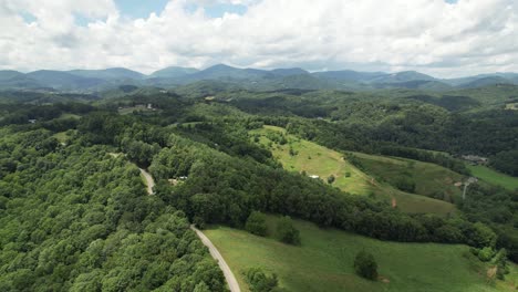 Aerial-Tilt-Up-to-Snake-Mountain-and-Elk-Knob-Area-of-Watauga-County-near-Boone-NC,-North-Carolina,-Blowing-Rock-NC,-North-Carolina