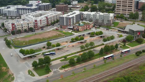Public-bus,-city-bus-depot-provides-transit-for-urban-America