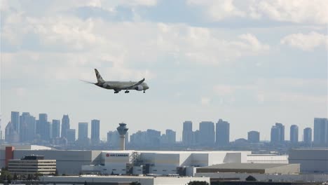 A-zoom-shot-of-a-plane-landing-on-the-runway-in-Toronto-YYZ-Pearson-International-Airport