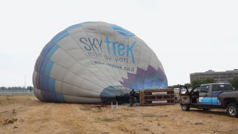 Hot-air-balloon-being-inflated-in-preparation-for-a-flight