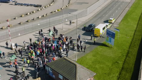Aerial-footage-of-the-crowd-gathering-to-protest-in-Hull-from-the-PandO-Ferries-workers-who-lost-their-jobs-and-are-being-replaced-by-agency-staff