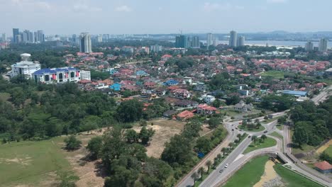 Paisaje-De-La-Ciudad-De-Johor-Bahru-Frente-Al-Agua-De-Singapur