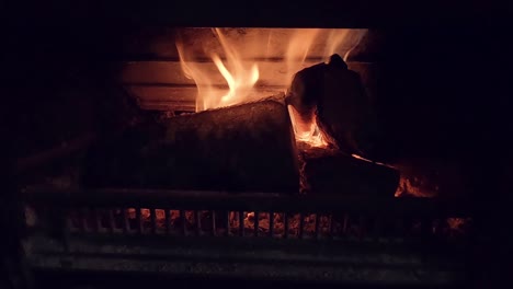 Slow-fire-in-a-home-fireplace