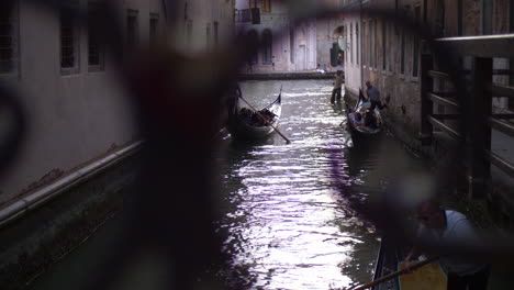 Gondolas-on-the-canals,-Venice,-Italy