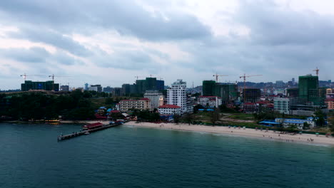 Aerial-drone-footage-showing-a-panoramic-view-of-Sihanoukville-in-Cambodia