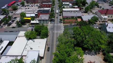 Droning-over-the-historic-district-of-Wilmington,-North-Carolina