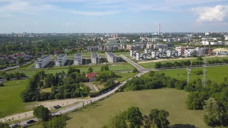 Aerial-shot-of-a-modern-residential-area-in-Poland-close-to-Lublin