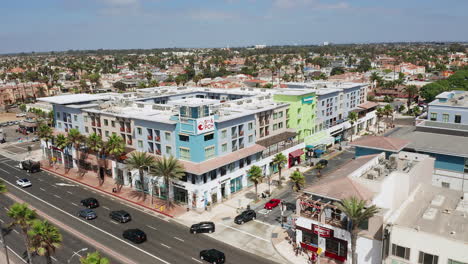 Downtown-Huntington-Beach-colorful-storefronts-on-fifth-street-and-Pacific-coast-highway