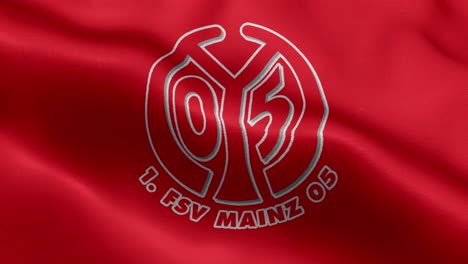 Rote-4K-animierte-Schleife-Einer-Wehenden-Flagge-Der-Fußball-Bundesligamannschaft-Mainz