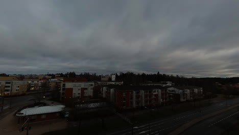 Time-lapse-city-street-and-urban-traffic-in-cloudy-weather-at-morning