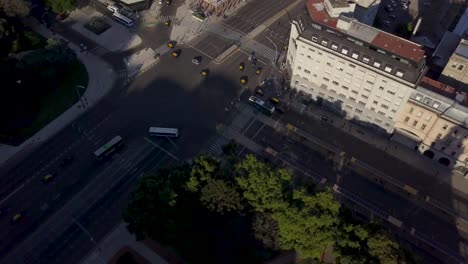 Aerial-tilt-reveal-of-two-avenues-crossing-Buenos-Aires-city