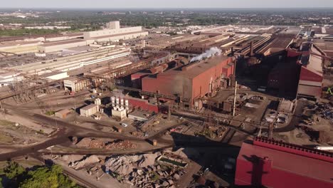 Aerial-View-Of-Ford-River-Rouge-Complex,-Steel-Mill-And-AK-Steel-Caster-Plant-At-Industrial-Area-In-Detroit,Michigan