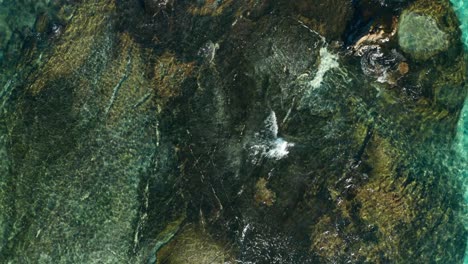 Blick-Von-Oben-Auf-Das-Flache-Felsige-Meer-Mit-Klarem-Tropischem-Wasser,-Luftaufnahme-Fidschi
