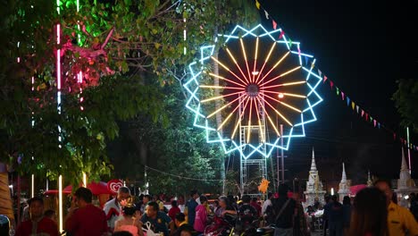 Spinning-Lights-and-Buntings,-celebrating-Loi-Krathong