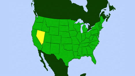Animación-2D-Del-Mapa-De-Estados-Unidos-Con-Nevada-Resaltado.