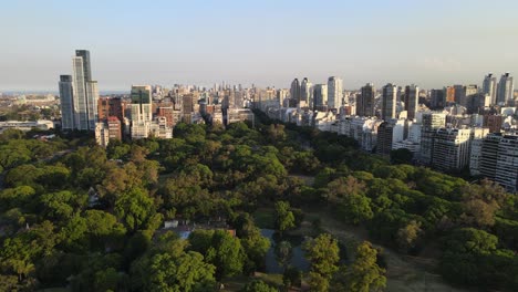 Palermo-Japanese-garden-woodlands-Buenos-Aires-urban-skyscraper-skyline-aerial-dolly-right