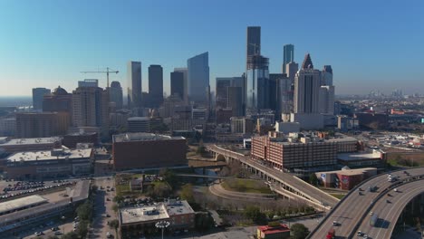 Drone-view-of-downtown-Houston-on-a-sunny-day