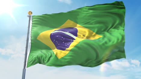 4k-3D-Illustration-of-the-waving-flag-on-a-pole-of-country-Brazil