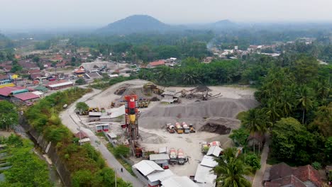 Aerial-view-of-sand-processing-facility-in-Muntilan,-Indonesia