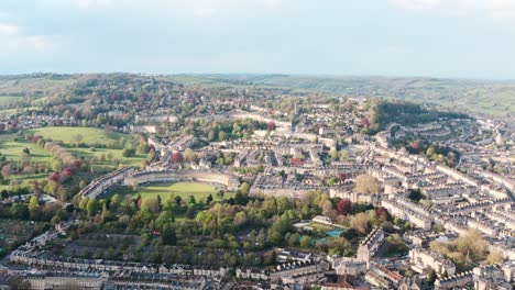 Drone-shot-over-old-buildings-the-circus-royal-crescent-in-Bath-UK