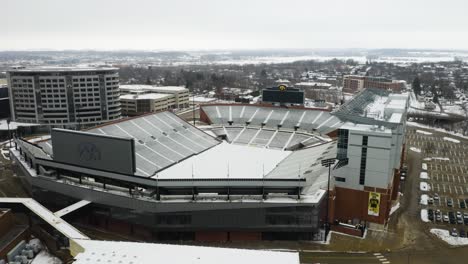 The-University-of-Iowa-Football-Stadium,-Covered-in-Snow